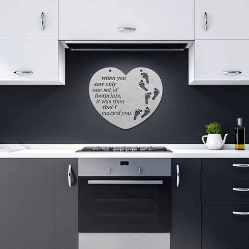 #174 - Footprints in the Sand Heart Shaped Metal Wall Art