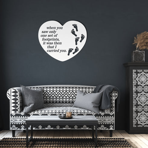 #174 - Footprints in the Sand Heart Shaped Metal Wall Art