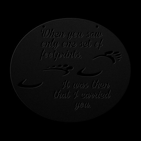 #175 - Footprints in the Sand Oval Metal Wall Art