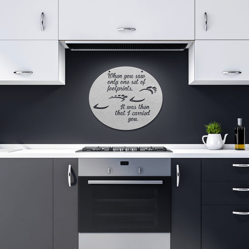 #175 - Footprints in the Sand Oval Metal Wall Art