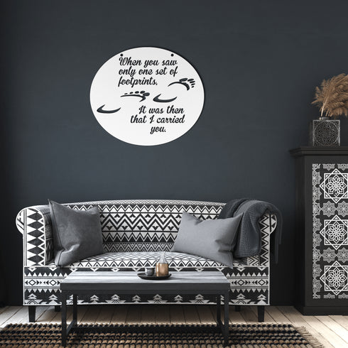 #175 - Footprints in the Sand Oval Metal Wall Art