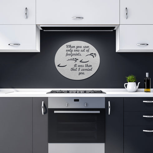 #175 - Footprints in the Sand Oval Metal Wall Art