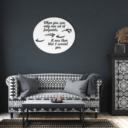#175 - Footprints in the Sand Oval Metal Wall Art