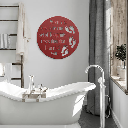 #177 - Footprints in the Sand Round Metal Wall Art