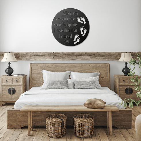 #177 - Footprints in the Sand Round Metal Wall Art
