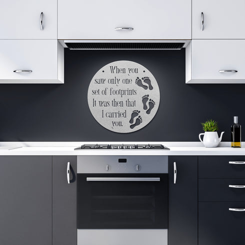 #177 - Footprints in the Sand Round Metal Wall Art