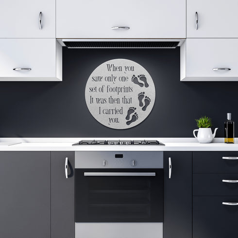 #177 - Footprints in the Sand Round Metal Wall Art