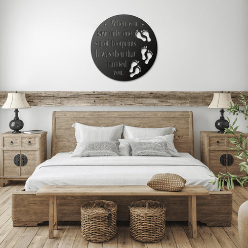 #177 - Footprints in the Sand Round Metal Wall Art