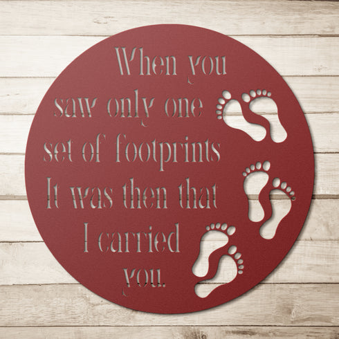 #177 - Footprints in the Sand Round Metal Wall Art