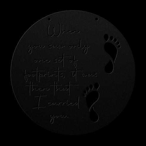 #178 - Footprints in the Sand Round Metal Wall Art