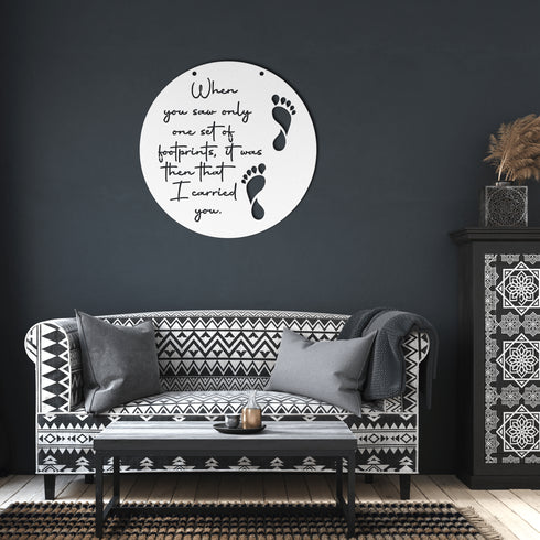 #178 - Footprints in the Sand Round Metal Wall Art