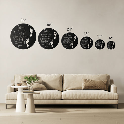 #178 - Footprints in the Sand Round Metal Wall Art