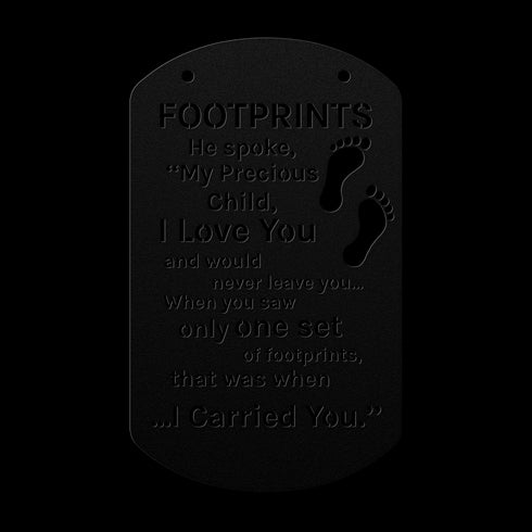 #180 Footprints in the Sand Dog Tag Metal Wall Art