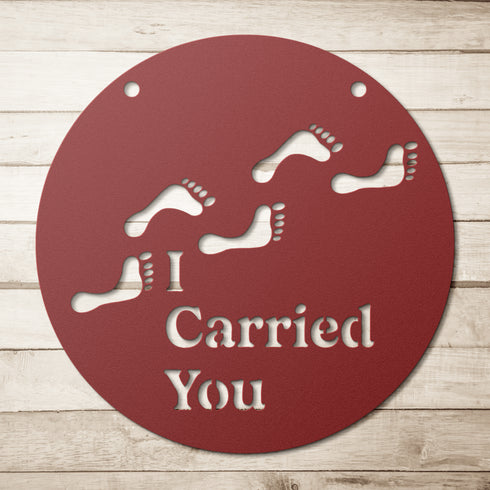 #181 - Footprints in the Sand Circle Metal Wall Art