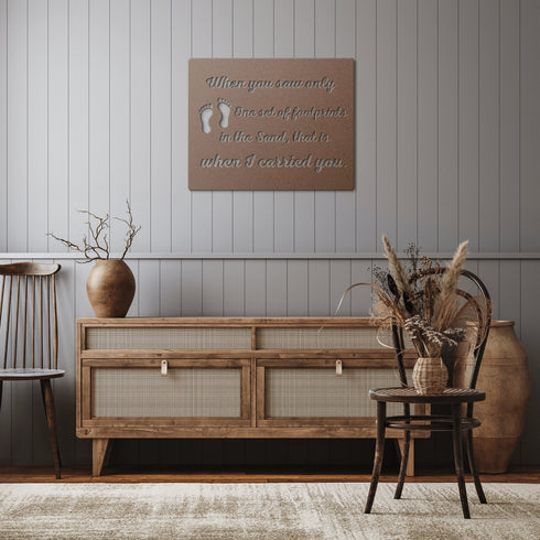 #183 - Footprints in the Sand Square Metal Wall Art
