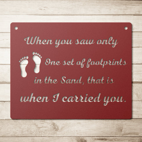 #183 - Footprints in the Sand Square Metal Wall Art