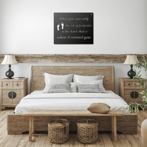 #183 - Footprints in the Sand Square Metal Wall Art