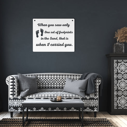 #183 - Footprints in the Sand Square Metal Wall Art