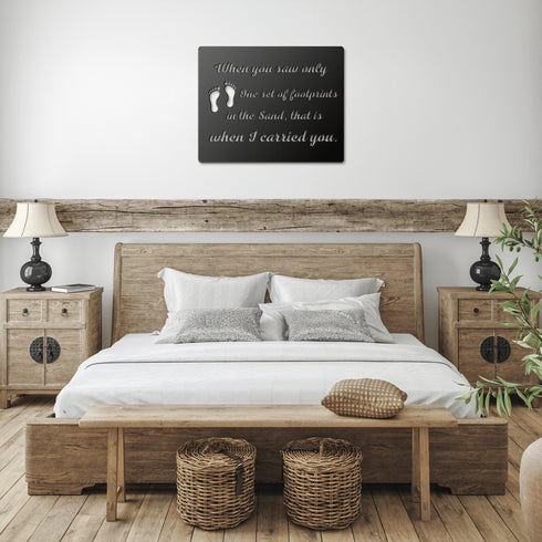 #183 - Footprints in the Sand Square Metal Wall Art