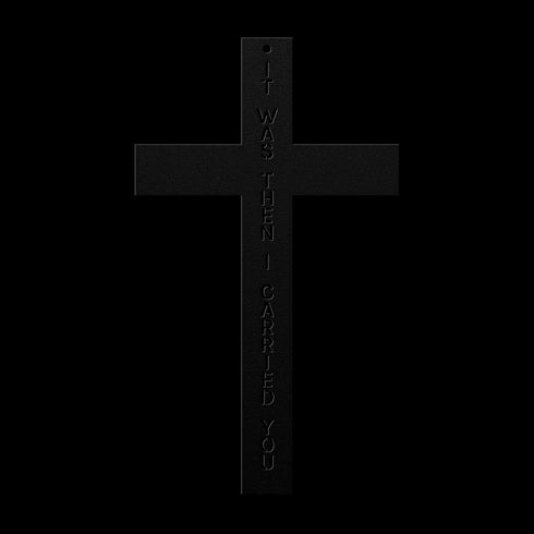 #184 - Footprints in the Sand on a Cross Metal Wall Art