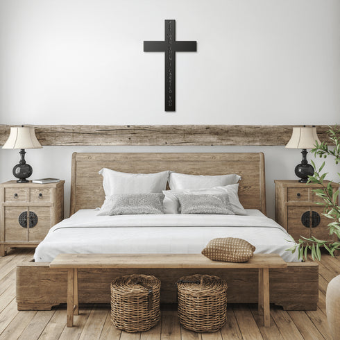 #184 - Footprints in the Sand on a Cross Metal Wall Art