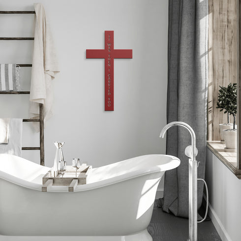 #184 - Footprints in the Sand on a Cross Metal Wall Art