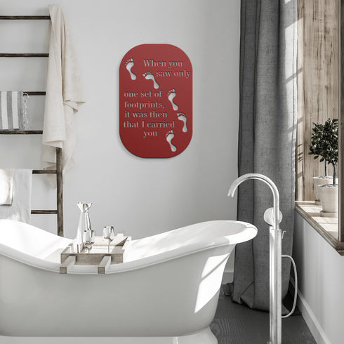 #186 - Footprints in the Sand Rounded Rectangle Metal Wall Art