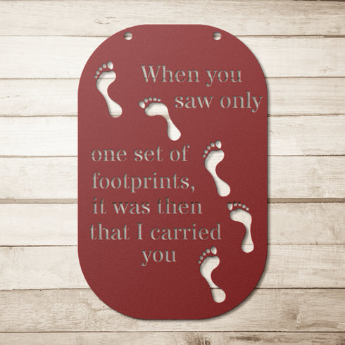 #186 - Footprints in the Sand Rounded Rectangle Metal Wall Art