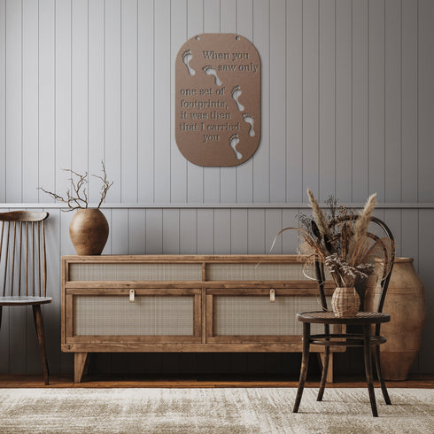 #186 - Footprints in the Sand Rounded Rectangle Metal Wall Art