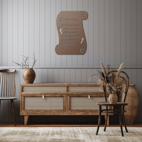 #190 - Footprints in the Sand Metal Wall Art Paper Shape