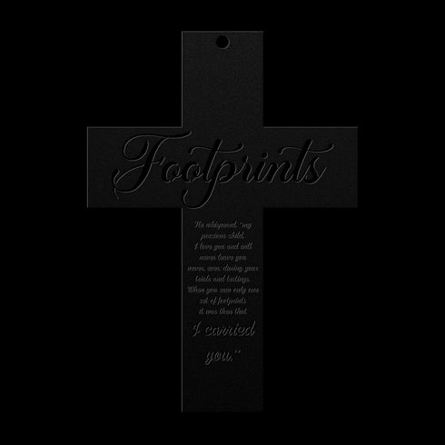 #192 - Footprints in the Sand Cross Metal Wall Art