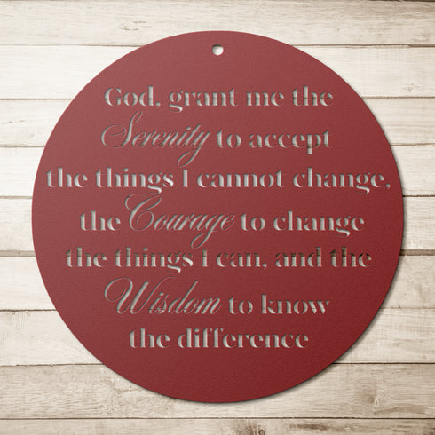 #197 - Serenity Prayer Round Metal Wall Art