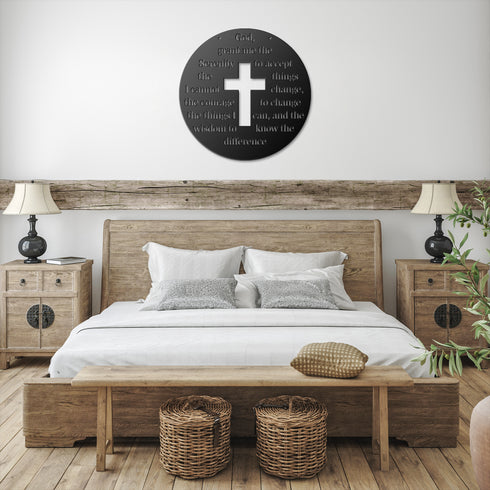 #198 - Serenity Prayer Cross Metal Wall Art