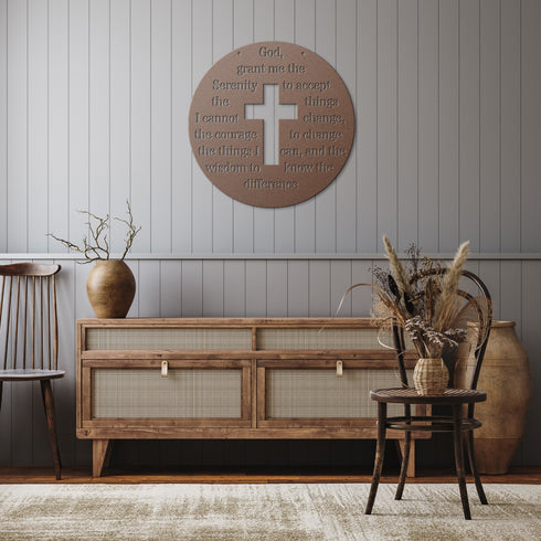 #198 - Serenity Prayer Cross Metal Wall Art