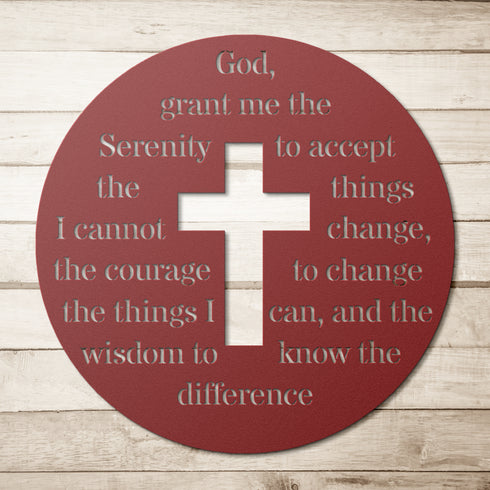 #198 - Serenity Prayer Cross Metal Wall Art