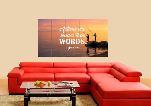 1 John 3:18 Actions are Louder than Words Canvas Wall Art Print