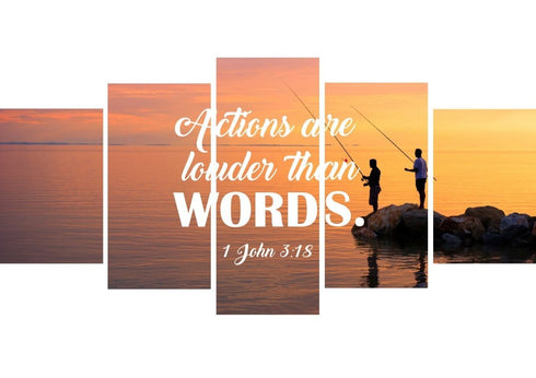 1 John 3:18 Actions are Louder than Words Canvas Wall Art Print