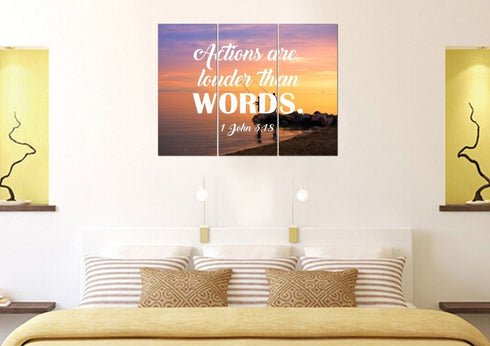 1 John 3:18 Actions are Louder than Words Canvas Wall Art Print