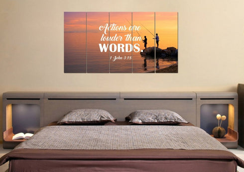 1 John 3:18 Actions are Louder than Words Canvas Wall Art Print