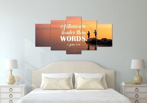 1 John 3:18 Actions are Louder than Words Canvas Wall Art Print