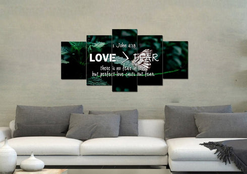 1 John 4:18 No Fear in Love Canvas Wall Art Print - Christian Walls