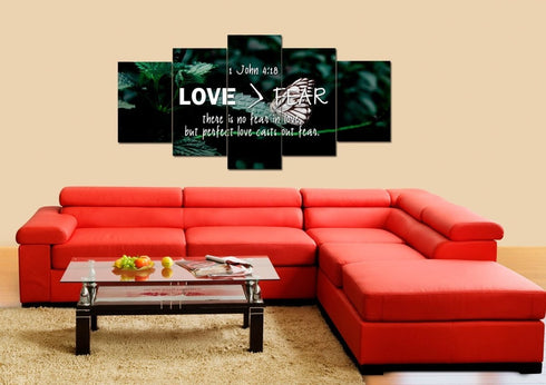 1 John 4:18 No Fear in Love Canvas Wall Art Print - Christian Walls