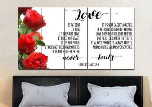#1 Left Roses & Love is Patient, Love is Kind Canvas Print