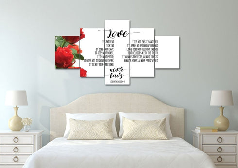 #1 Left Roses & Love is Patient, Love is Kind Canvas Print