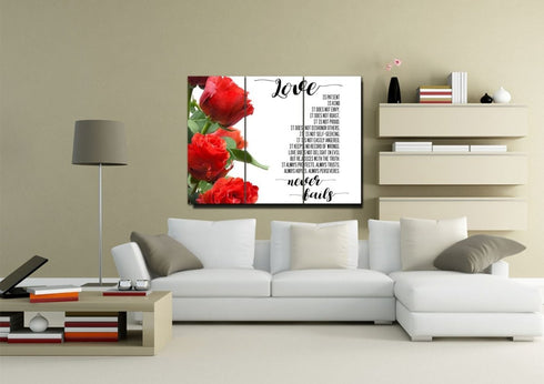 #1 Left Roses & Love is Patient, Love is Kind Canvas Print