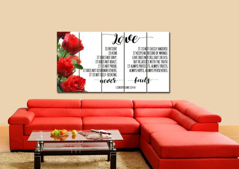 #1 Left Roses & Love is Patient, Love is Kind Canvas Print