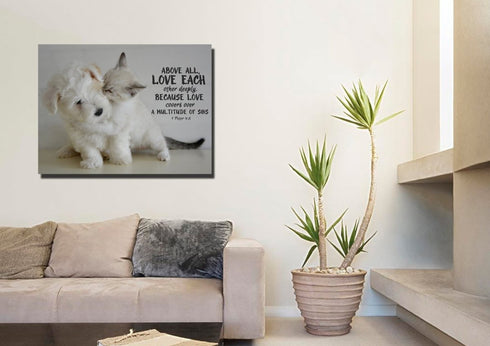 1 Peter 4:8 Above All Love Each Other Canvas Wall Art Print