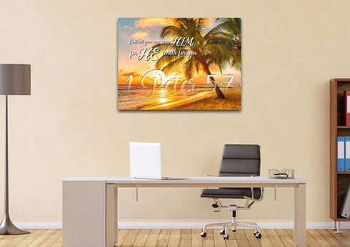 1 Peter 5:7 KJV Canvas Wall Art Print