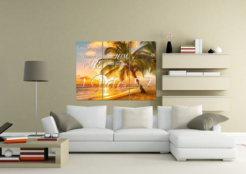 1 Peter 5:7 KJV Canvas Wall Art Print