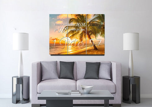1 Peter 5:7 KJV Canvas Wall Art Print